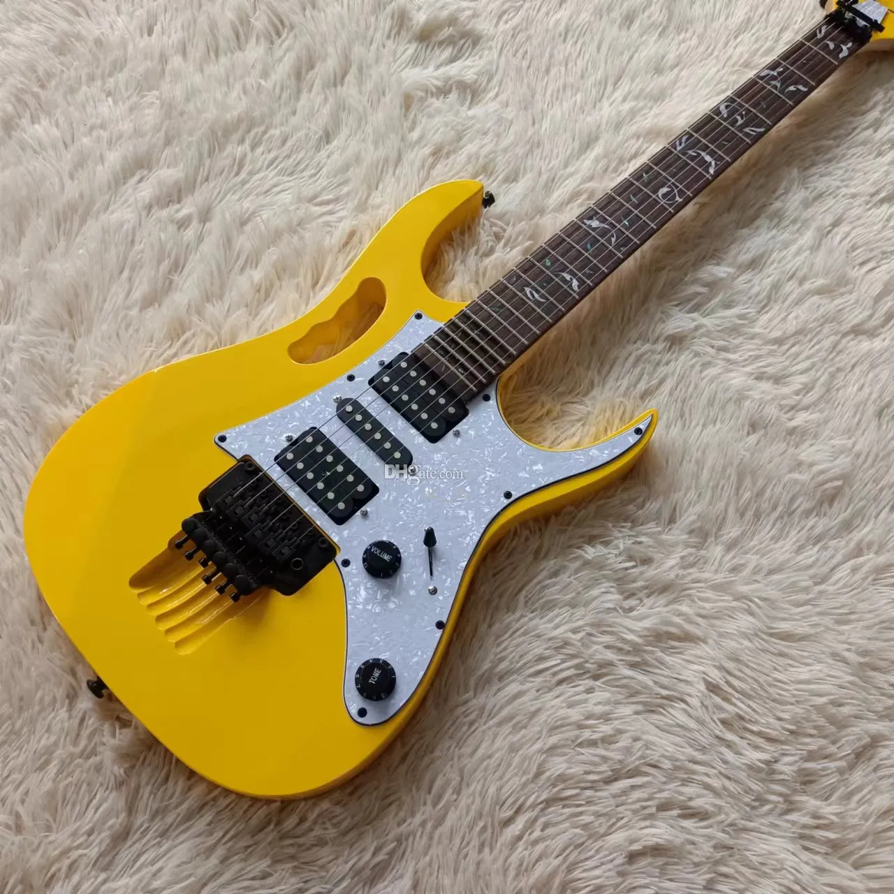 SteveVai Yellow 7 Yellow Electric Guitar With Tree Of Life Inlay