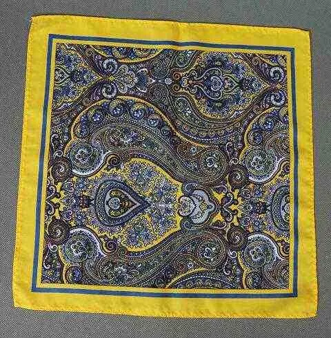 Fazzoletto da taschino in seta moda 2525 cm Paisley Fiori a righe Fazzoletto per uomo Matrimonio d'affari Costume da fazzoletto giallo blu J220816