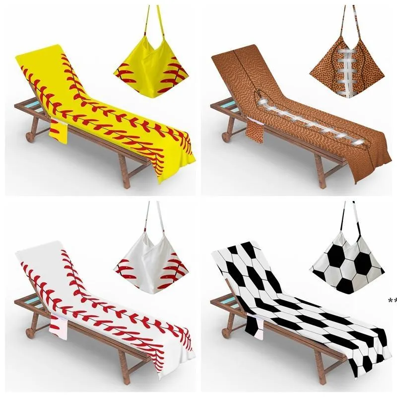 Housse de chaise de plage avec poche latérale Baseball Softball Sports Housses de serviettes de chaise longues colorées avec sacoche Sacs de rangement Transport maritime GWA10