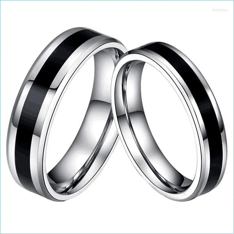 An￩is de casamento an￩is de casamento anel de a￧o inoxid￡vel design simples casal j￳ias de uni￣o de 4 mm de 6 mm de largura para homens e mulheres requi dhtum