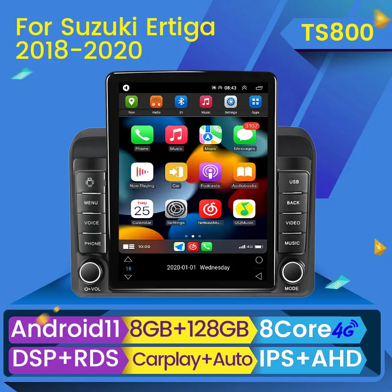 CAR DVD Radio Multimedia Video Player Android 11 dla Suzuki Ertiga 2018-2020 Nawigacja stereo GPS BT NO 2DIN 2 DIN DVD