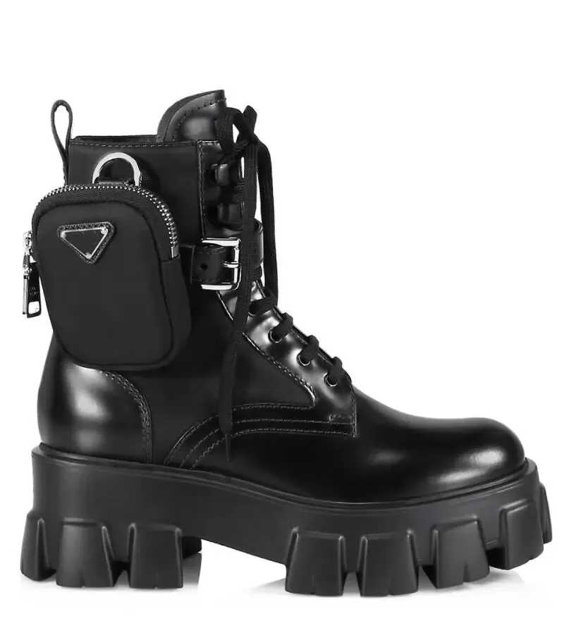 Kvinnor ankel boot plattformskor stridsstövlar korta byte svarta patent läder monolit läder nylon lug-sole kvinnors svarta spetsar