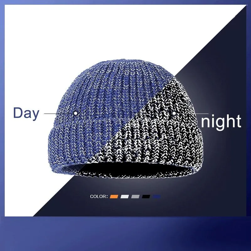 Berretti a sfera Cappello da uomo anziano per uomo Notte riflettente Autunno Inverno Moda Cappelli lavorati a maglia caldi Cappellino base regolabile