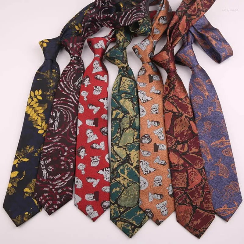 Corbatas de lazo, corbata informal de tejido Jacquard para hombre, corbata Retro divertida de poliéster de 7cm, accesorios delgados para fiestas, corbatas Gravatas