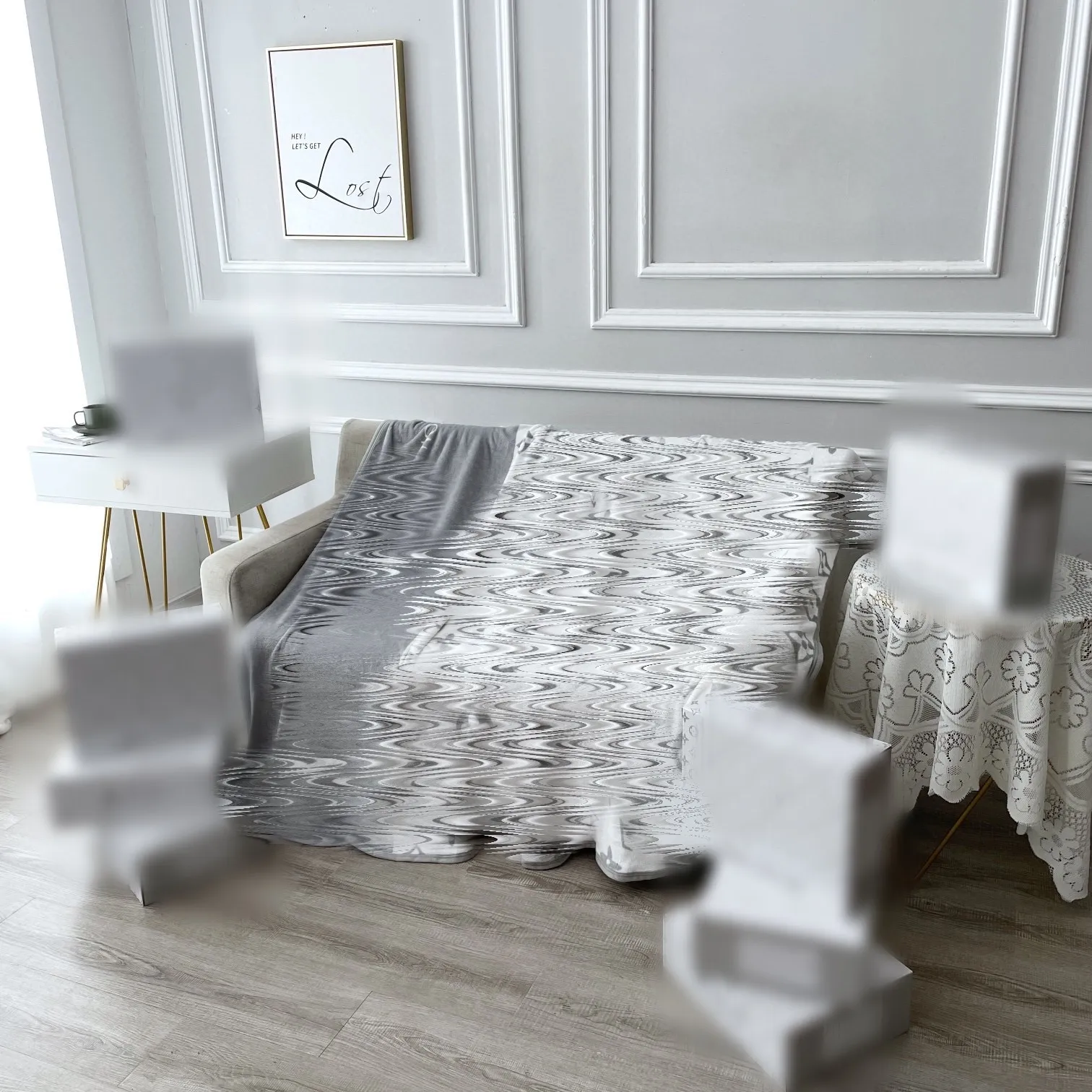 Каша -дизайнерский дизайнерский одеяло мягкая шерсть напечатано теплое диван -кровать на открытом воздухе.