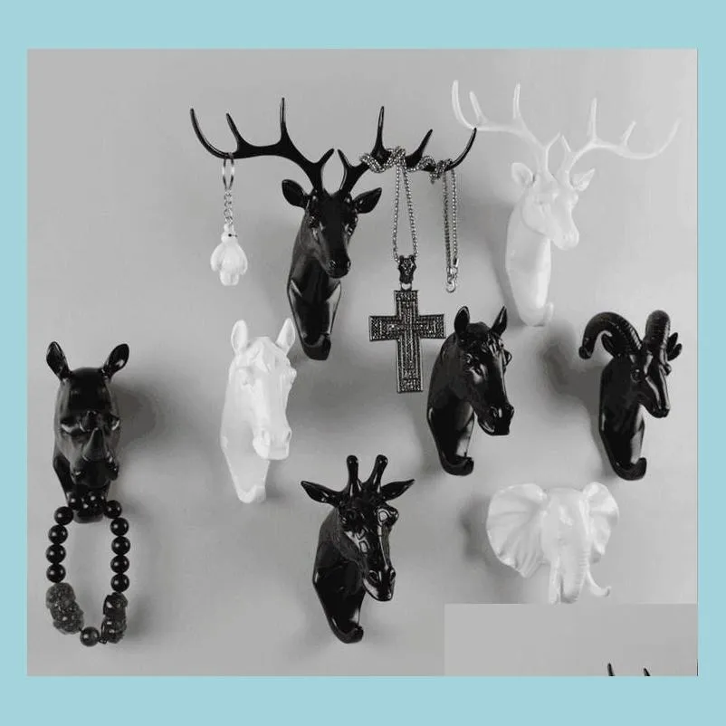 Hooks Rails Hanging Hook Creative Domineering Atmosphere Decoration Animal Deer Head Hat Wall Decorated Harts Crafts Home Accessor Dhrzt