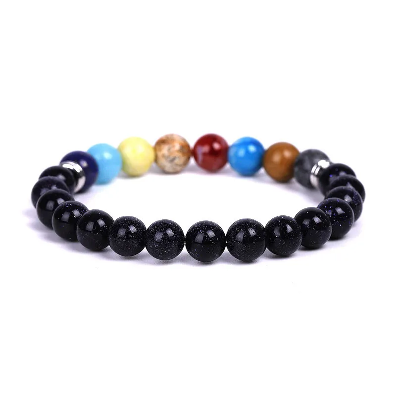 8 mm natuursteen strengen handgemaakte kralen bedelarmbanden voor vrouwelijke mannen verstelbare verzilverde sieraden mode -accessoires