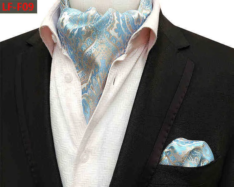 Varumärke Paisley Ascot Das näsdukuppsättning för män Vintage British Fashion Accessories Neck Tie Pocket Square Graveata Gift J220816