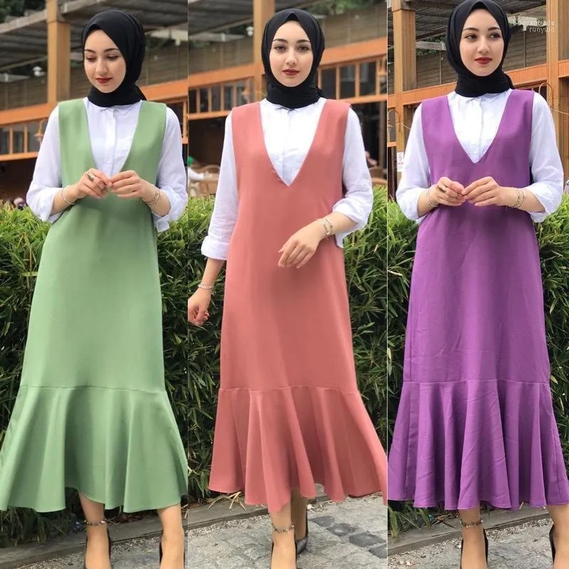 Etnische kleding Eid Mubarak 2 -delige set Vrouwen Moslimsets Abaya Dubai Turkije Abayas hijab Jurk Islam Evening Jurken Kaftan Musulman