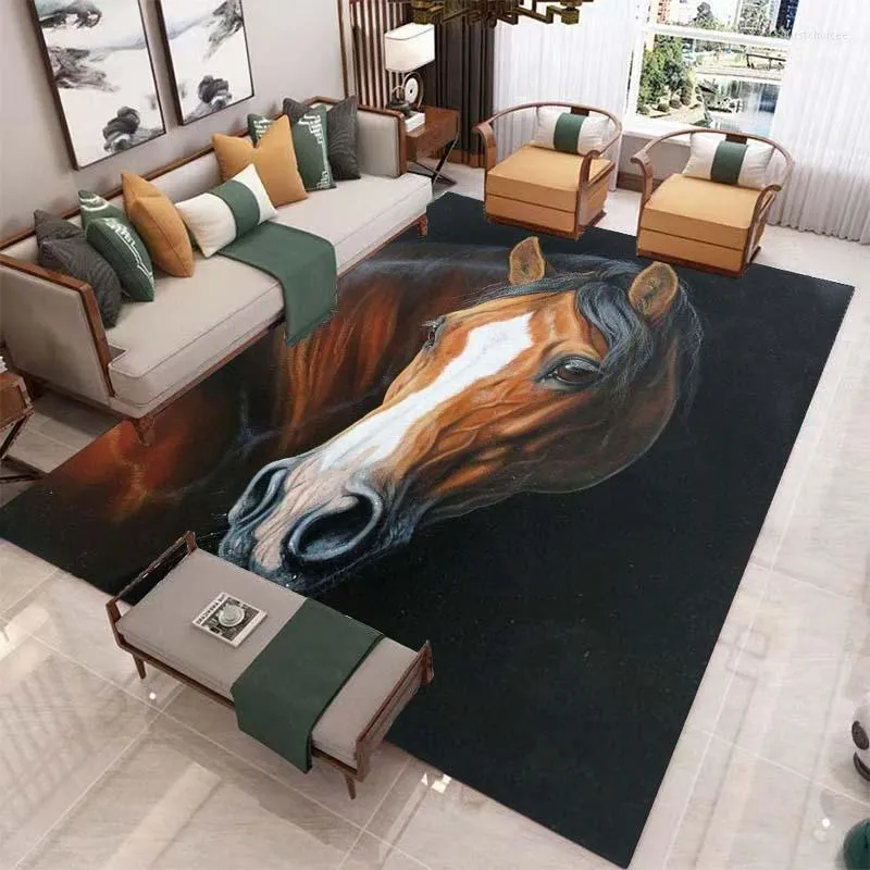 Dywany Końskie dywany 3D salon miękkie maty do kąpieli wystrój drzwi sypialnia na dodatkowe poduszki dywan prezent