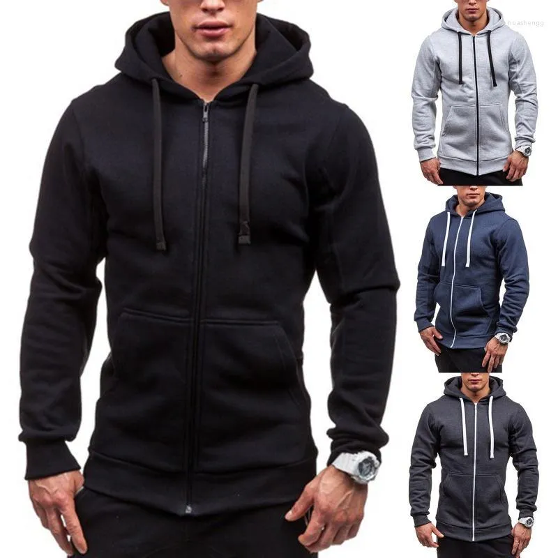 Sweat-shirt à capuche pour hommes, coutures solides, cordon de serrage, veste Slim à la mode, manteau, vêtements d'extérieur, Streetwear en coton R5