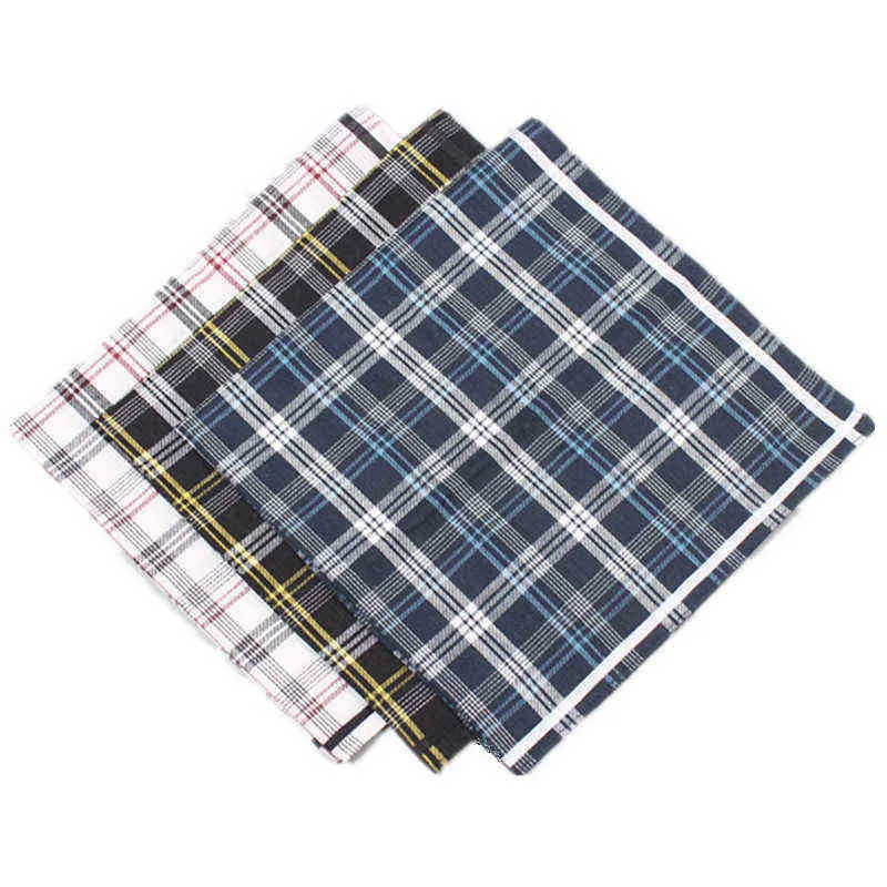 6 -delige katoenen zakdoekrooster Checker voor heren J220816