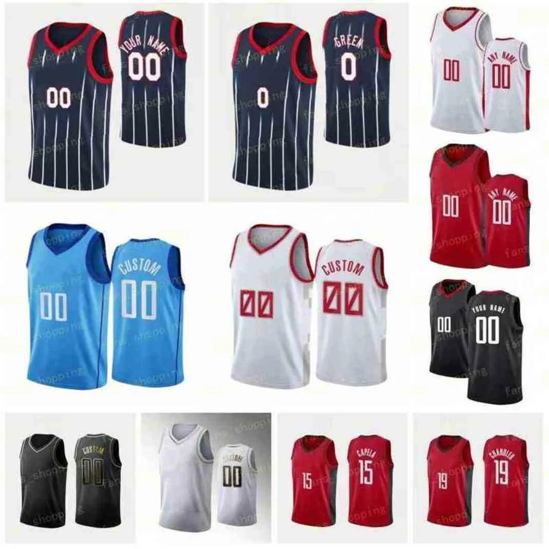 Printed 2022 New 75th City Basketball Jerseys 0 Jalen Green 1 John 10 Eric Wall Gordon 35 Christian Wood 27 Daniel Theis 2 David Nwaba 4