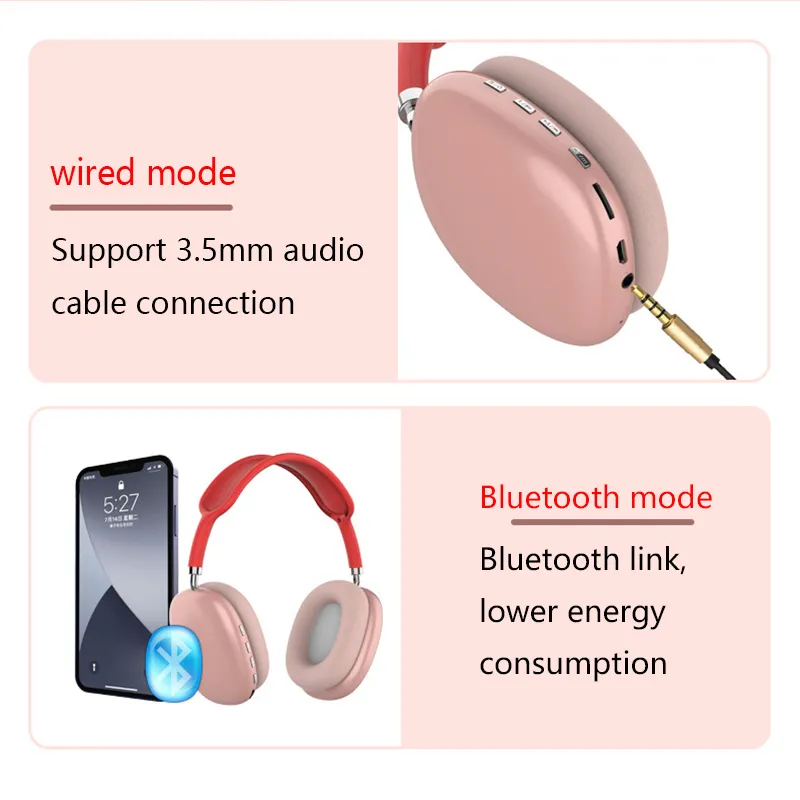 Apple mobiele telefoon-oortelefoons Draadloze Bluetooth-hoofdtelefoon Ruisonderdrukkende stereo Subwoofer Oortelefoons Op het hoofd gemonteerd Opvouwbaar Gaming Sport Hardlopen