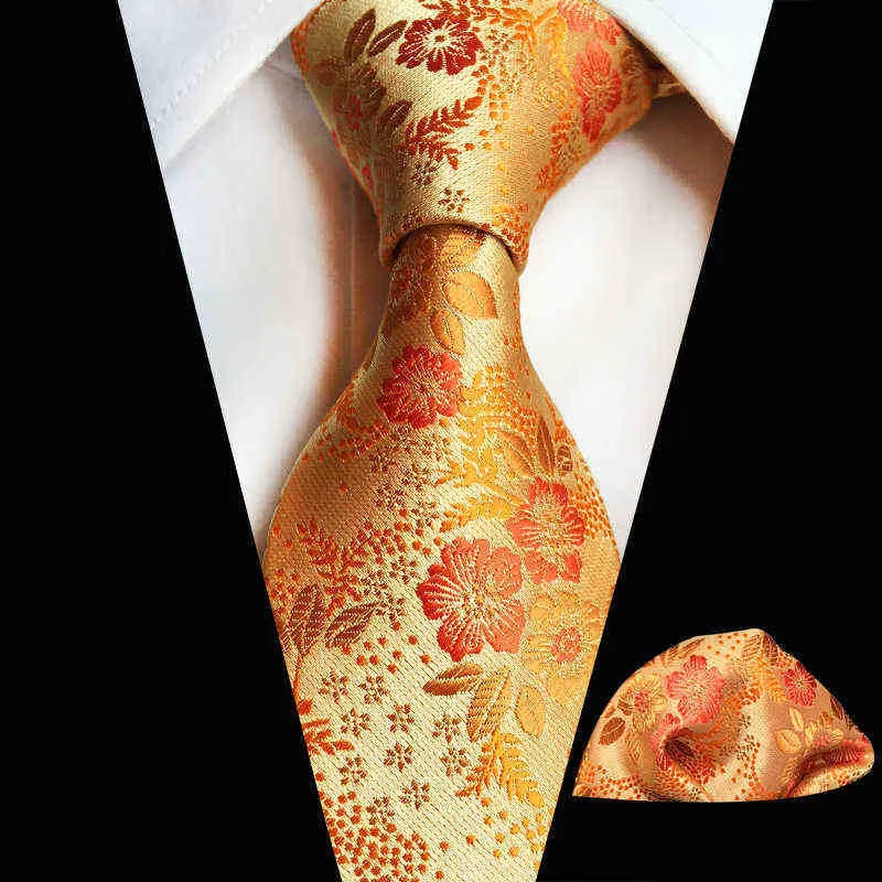 Linbaiway Paisley Floral Jacquard Tie Set para Men Fashion Tie Lenkerchief Men Tie Classic Neck Tie for Wedding Custom J220816