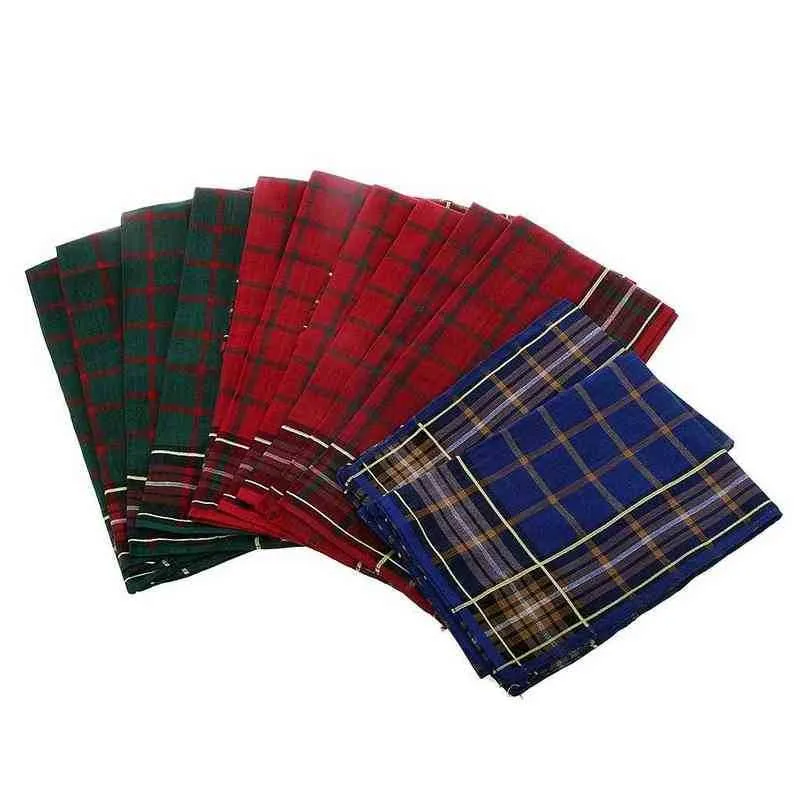 12 Piece Vintage Square Plaid Handkerchiefs Hanky Wedding Handkerchiefs J220816