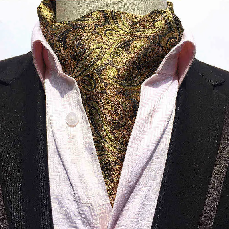 Linbaiway Mens Ascot Vintage Paisley Classic Fordele Das Zelf Banden Gentleman Polyester Das Sjaal Custom J220816