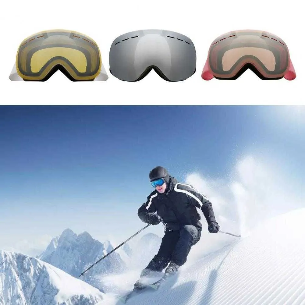 Ski Goggles 1 Set Snow Goggs Anti-fog Adjustab Strap Winter Anti-Fog Glasses for Outdoor L221022