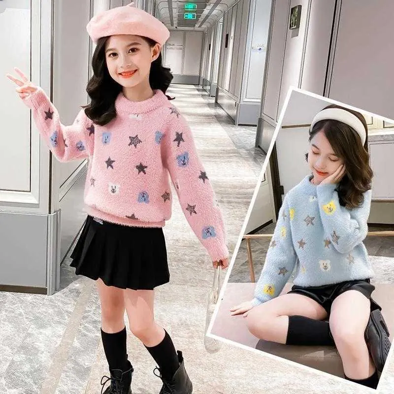 Girls Fleece Cute Pullover Sweaters Sweater Knitted Bottoming