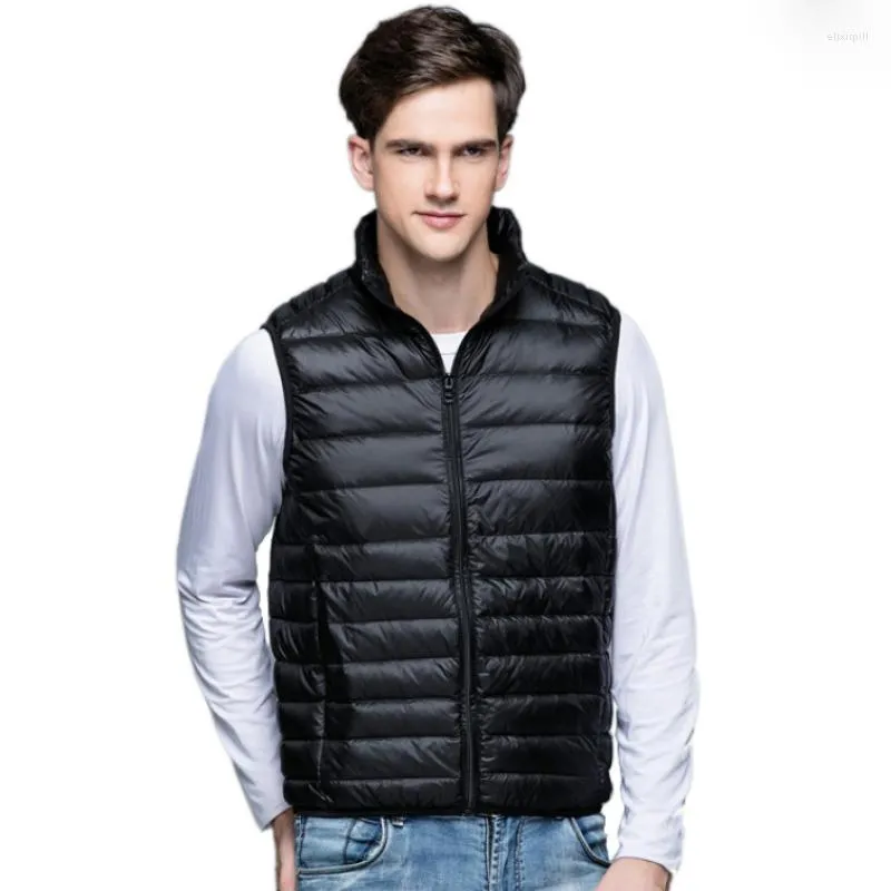 Men's Vests Winter Man Duck Down Vest Ultra Light Jackets Men Clothes For 2022 Sleeveless Outerwear Coat Autumn 90% Black