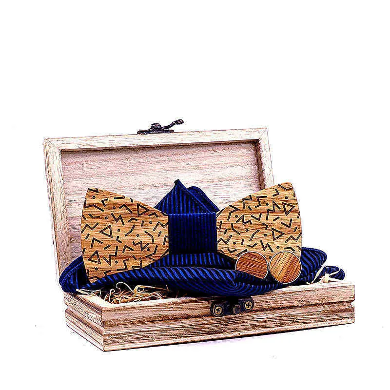 Linbaiway heren zakdoek bowtie manchetknopen set handheld zwarte walnoot houten booge boogtjes gravatas set bruiloft houten strikjes geschenken j220816
