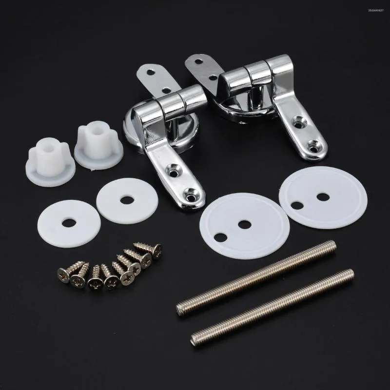 Toilet Seat Covers Set Alloy Replacement Hinges Mountings Chrome With Fittings Screws For Accessories