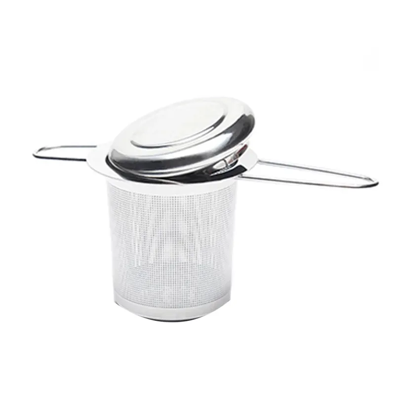 Mesh Tea Infuser Riutilizzabile Colino da tè Teiera Acciaio inossidabile Sfuso Foglia di tè Filtro Maniglia pieghevole Bicchieri Utensili da cucina LX5210