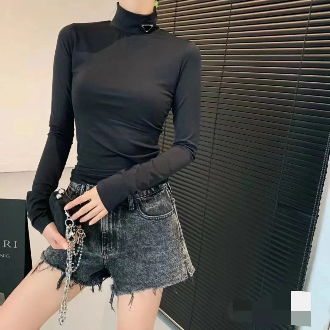 Sheath Solid Turtleneck Autumn Stretch Casual Undershirt All-match Crop Tops