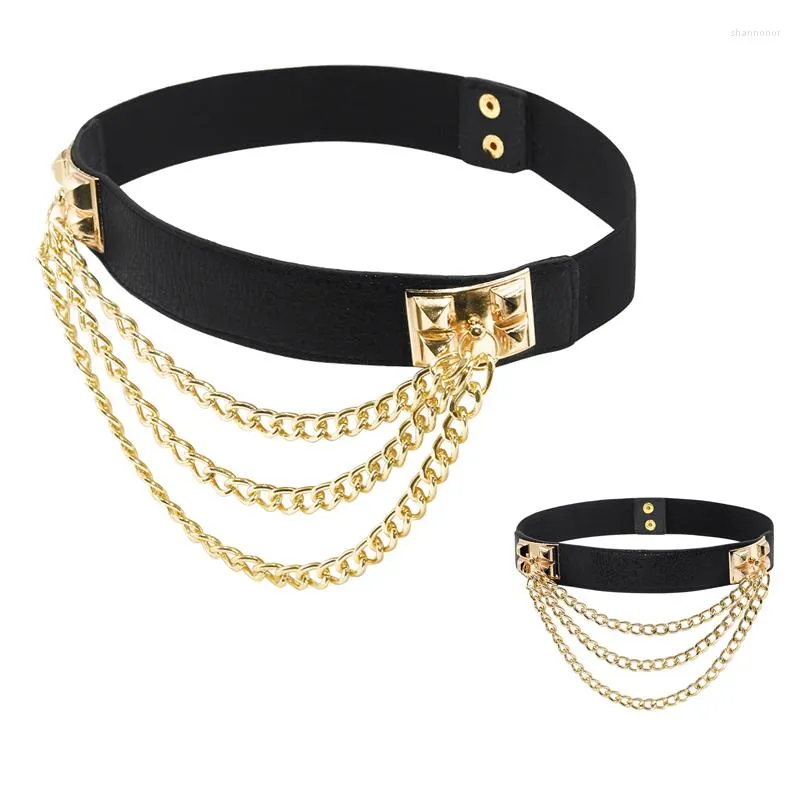 Belts Women's Belt Women Waist Seal For Female Dress With Golden Chain Cinturones Para Mujer