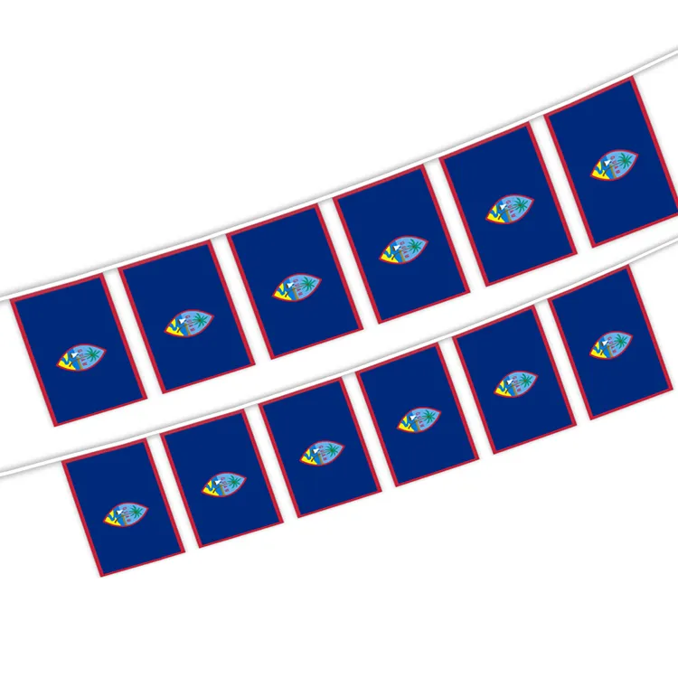 Flag di stringa Guam 14x21cm Mondiale mondiale Mini banner sospeso per la decorazione esterna interna
