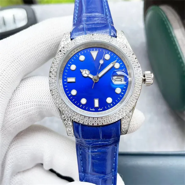 Top montre de luxe 40mm men watches fully automatic mechanical movement watches Haoshi diamond watch tape waterproof 50 meters 02