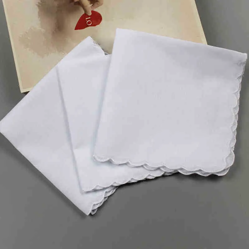 100 Cotton White Handkerchiefs Hanky Pochet For Men Women 28x29cm J220816