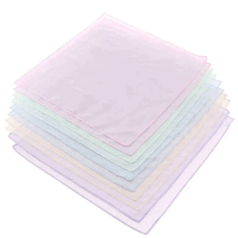 10x Women Hankie Hand Drawn Multicolor Soft Comfortable Handkerchiefs J220816