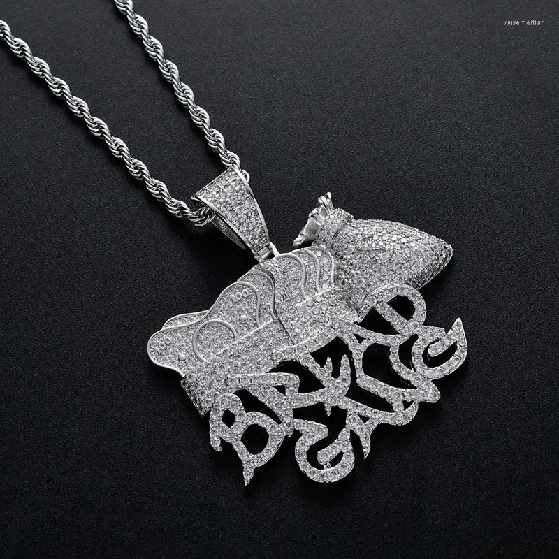 Pendentif Colliers Hip Hop Cubic Zirconia Pavé Bling Glacé BREAD GANG US Dollar Argent Pendentifs Collier Pour Hommes Rappeur Bijoux Argent