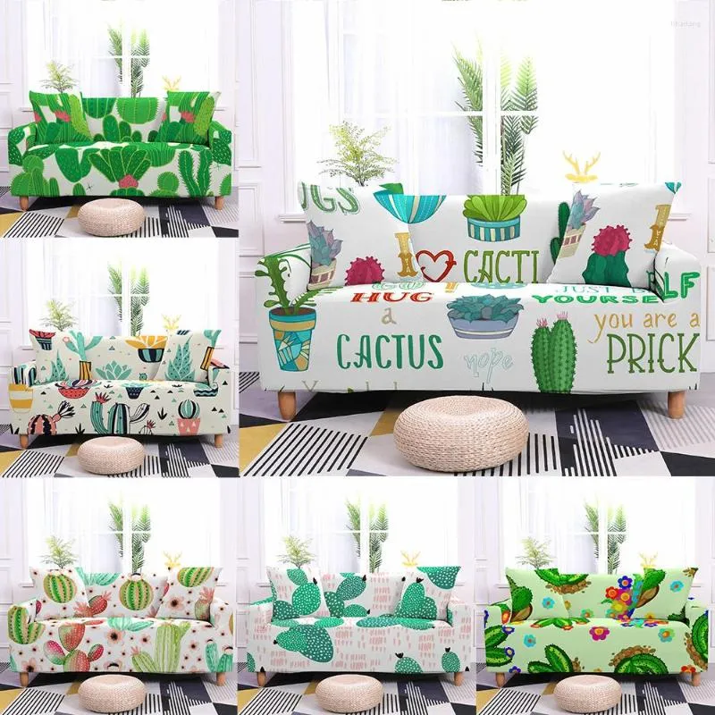 Chair Covers Cactus Plant Sofa Cover All-inclusive Elastic Non-slip Slipcover For Living Room Modern L Sectional Corner Furniture Decor