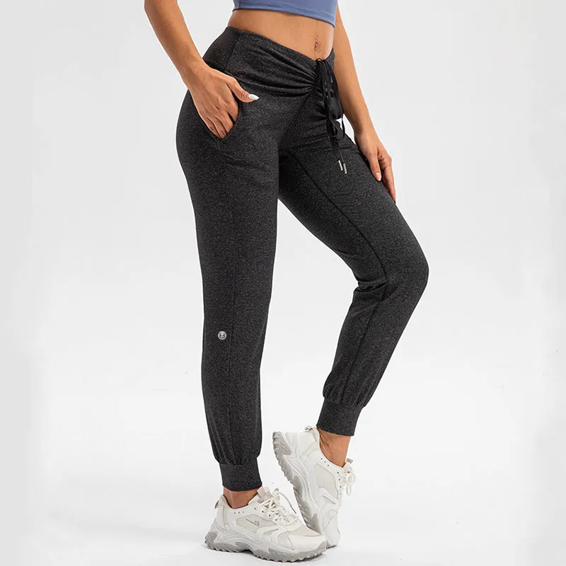 Kvinnors yogabyxor H￶g midja beskurna byxor Slim Fit Outfit Peach Hip Sports Legings Strap Running Casual Fitness Pant Velafeel