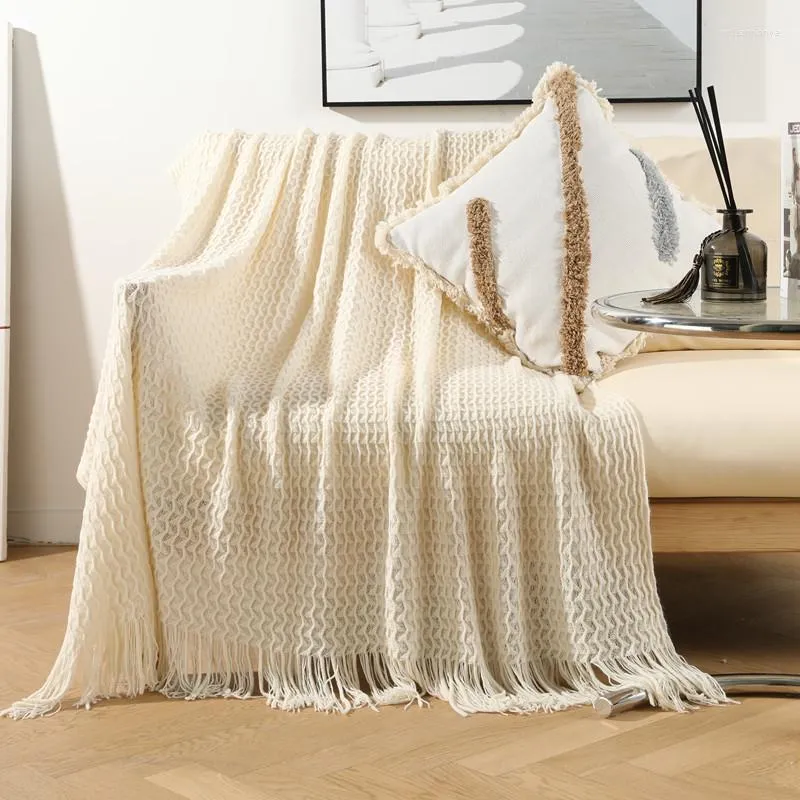 Blankets Knitted For Bed Summer Sofa Cover Bedspread Anti-pilling Soft Blanket Solid Color Embossed Nordic Decor Plaid