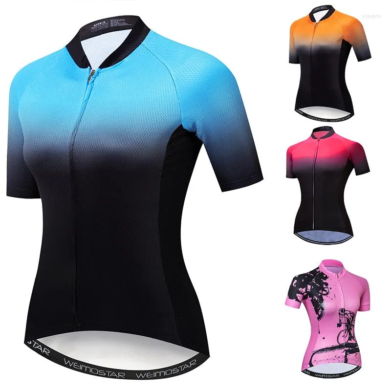 Jackets de corrida Jersey de ciclismo para mulheres senhoras de manga curta MTB de bicicleta sujeira de camisa de camisa Mountain Wear Road Bicycle Tops Jaqueta de vestuário