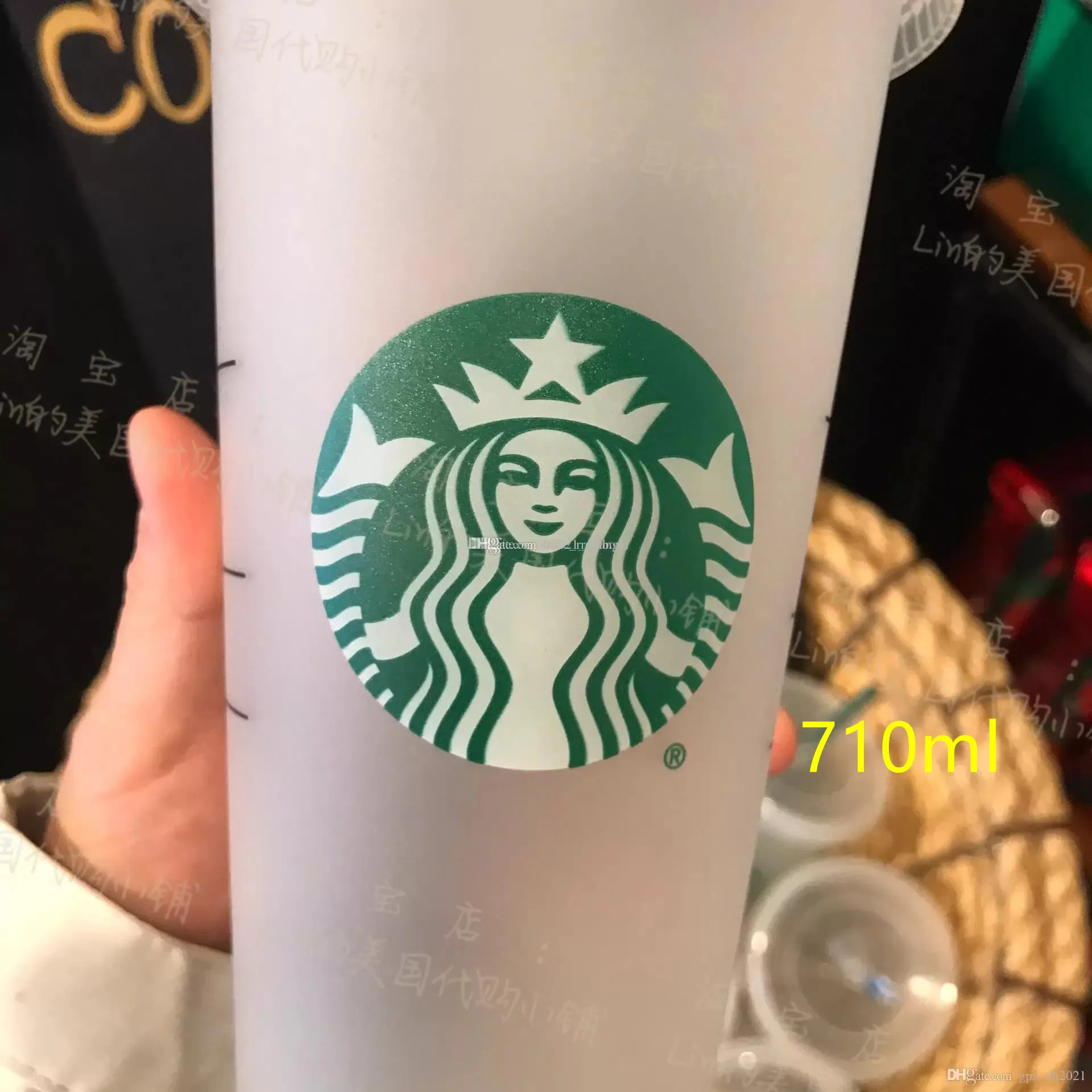 패턴 커스터마이징 710ml 플라스틱 머그잔 Ltumbler Reusable Clear 음주 평평한 평평한 바닥 기둥 모양 뚜껑 밀짚 컵 머그 공장 직접 판매를위한 새로운 핫 제품