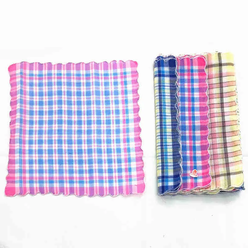 12 -delige vrouwelijke zakdoeken controleren patroon vierkant cadeau set 28x29cm J220816