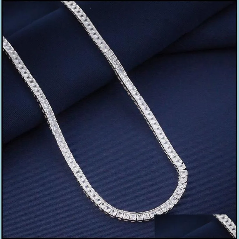 Real 4mm With GRA 925 Sterling Silver Moissanite Tennis Necklace Women Men Chain Fine Jewelry