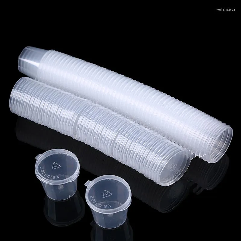 Garrafas de armazenamento 50pcs/conjunto 27 ml de molho descartável Tempero Copo Recipientes de plástico alimentos redondo mini caixas transparentes de copos de cozinha acessórios