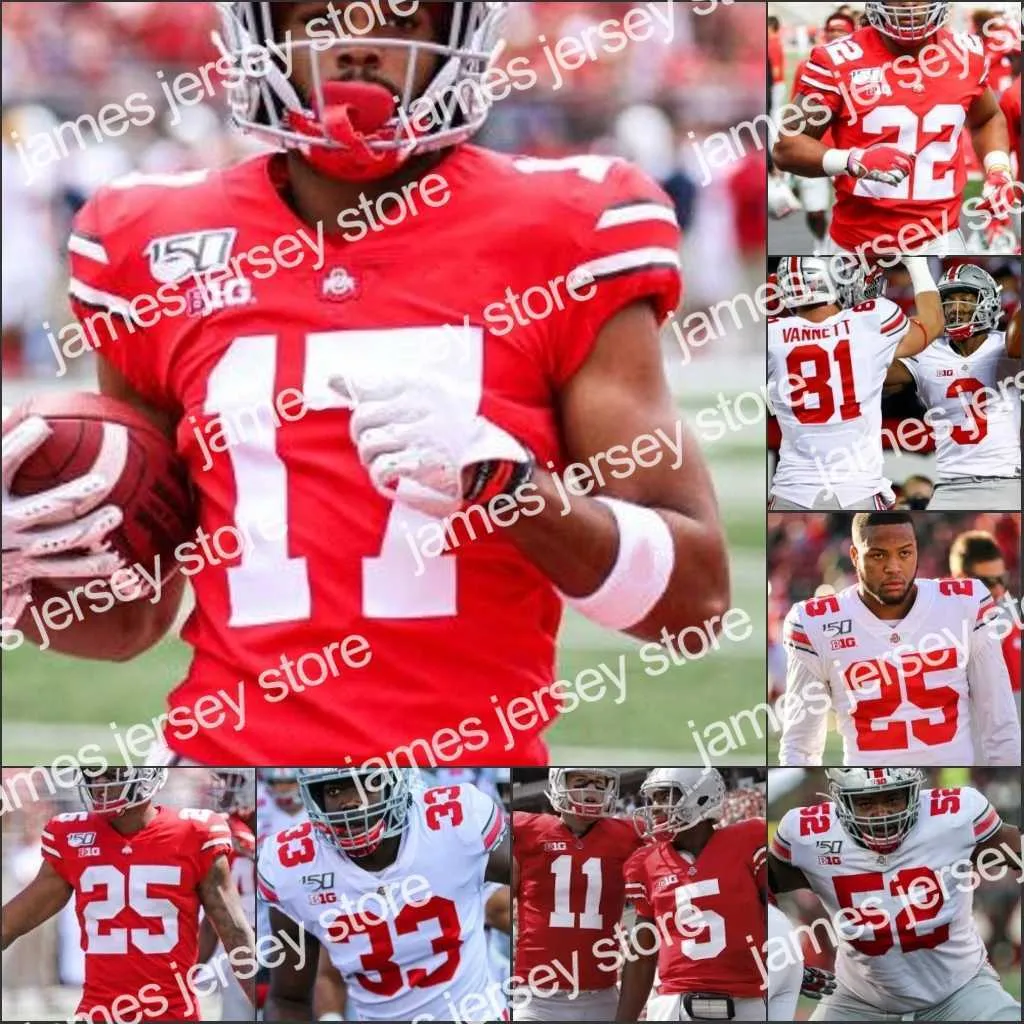 American College Football Wear Ohio State Buckeyes Archie Griffin Chase Young JK Dobbins Garrett Wilson Nick Bosa Elliott Julian Fleming 150. genäht