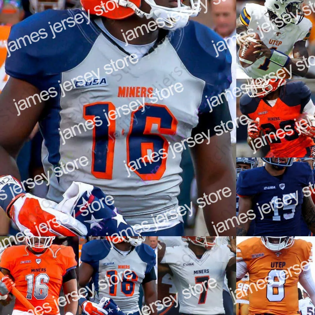UTEP Miners Football Jersey, Reynaldo Flores Josh Fields Custom College