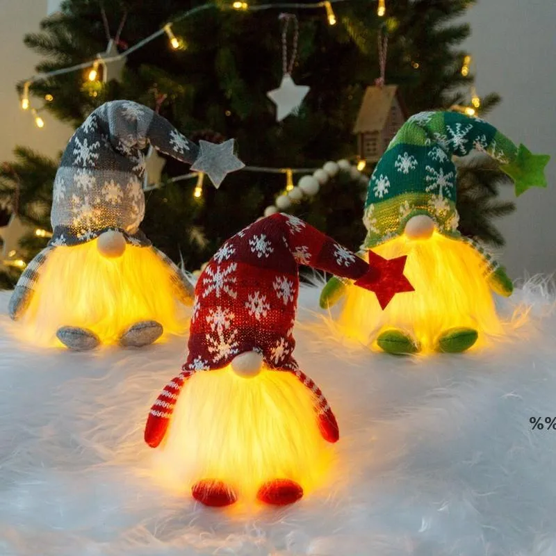 Party Gunst LED Licht Gezichtsloze Gnome Xmas Tree Hangende hanger Luminous gloeiende dwerg Rudolph Doll Christmas Gift Decor JNB16582