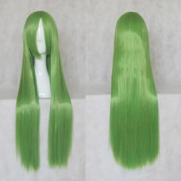 Mode nieuwe anime cosplay code 80 cm lang steil haar groen pruik