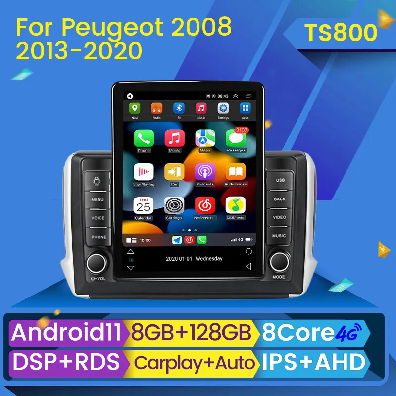 2din Car DVD Stereo Player dla Android Multimidia Peugeot 208 2008 Seria 2012-2018 GPS Nawigacja Auto Radio RDS SWC Brak DVD