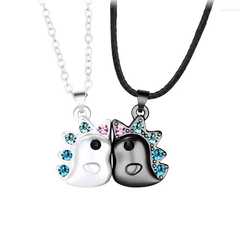 Pendant Necklaces 2x Cute Monster Charm Maching Necklace Magnetic For Couples Lovers