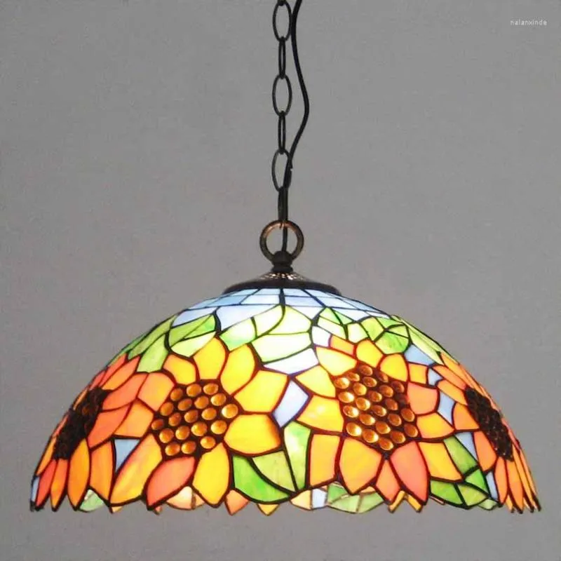 Подвесные лампы гостиная Tiffany подсолнечник Country Rustic Restaurant Light