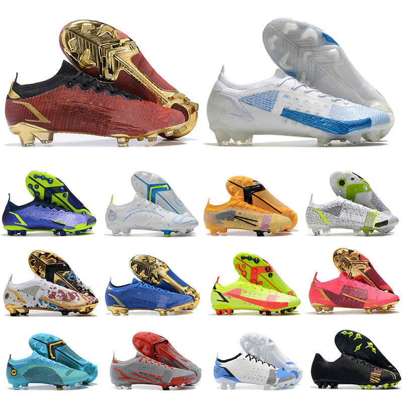 Mens Sopa de futebol Mercurial Vapores XIV 14 Elite FG Cleats baixos CR7 Ronaldo Impulse Couro ao ar livre Knit ACC Botas de futebol